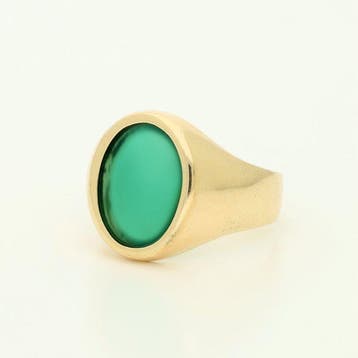 Ring - 18 karaat Geel goud - Chrysopraas, Sieraden, Tassen en Uiterlijk, Ringen, Nieuw