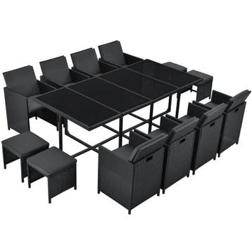 Polyrotan eetset - Baracoa XXl - 13-delig - Zwart, Verzenden, Nieuw