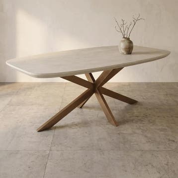 Deens ovale eettafel Madison Zand Mangohout 160 cm |, Ophalen of Verzenden, Nieuw