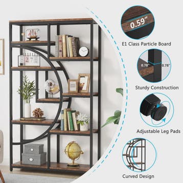 Industriële Boekenkast 5-Laags Vrijstaand - Stijlvolle Etagè, Huis en Inrichting, Kasten | Boekenkasten, Verzenden, Nieuw