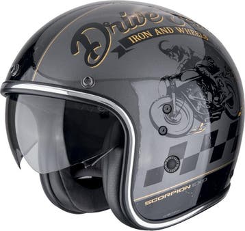 Scorpion Belfast Evo Drive Fast Zwart Grijs Goud Jethelm, Motoren, Jethelm, Nieuw met kaartje, Overige merken, Heren