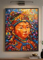 Nguyen Robert (1958) - Rainbow Child 80 60 cm, Antiek en Kunst