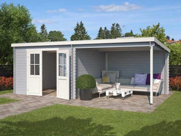 Outdoor Life Blokhut Orlando Platinum Grey-Wit 581 x 292 cm, Nieuw