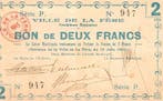 2 Francs France Komitat 02800 La Fere 2-franc-gutschein 1..., Verzenden