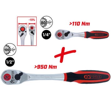 KS Tools Monster Ratelset 1/4 + 1/2 – 2-delig, Auto diversen, Autogereedschap, Verzenden, Nieuw