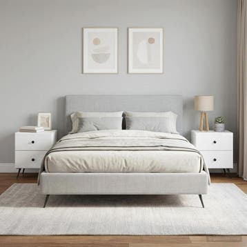 vidaXL Nachtkastje 2 st Hoogglans Wit 43 x 34,5 x 47,5 cm, Minder dan 45 cm, Verzenden, Nieuw, Minder dan 55 cm