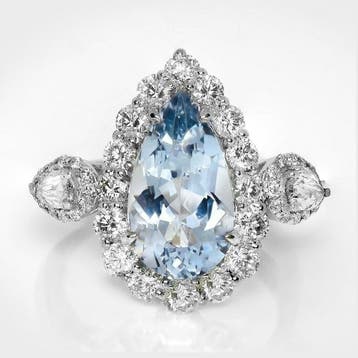 Zonder minimumprijs - Ring - 14 karaat Witgoud, IGI 3,71 ct, Nieuw