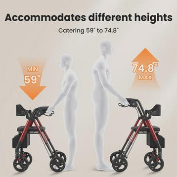 MaiDeSiTe Inklapbare Rollator met Zitje en Grote 8-inch Wiel, Verzenden, Nieuw