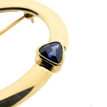 Gouden broche met saffier, Gebruikt, Ophalen of Verzenden, Met edelsteen, Goud