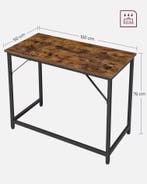 Industrieel Bureau – Vintage Bruin-Zwart Hout 100x50×76cm, Verzenden, Nieuw