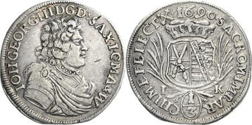 1/3 taler, daalder 1690, Sachsen-kurlinie ab 1547 (albert..., Verzenden