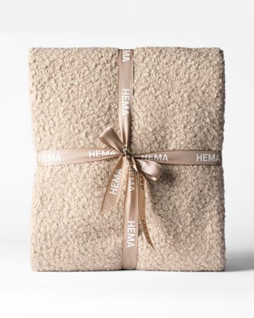 HEMA Plaid 150x130cm boucle taupe, Huis en Inrichting, Verzenden, Nieuw