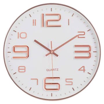 IvoQ Stijlvolle Wandklok Wit/Koper Ø30 cm, Huis en Inrichting, Woonaccessoires | Klokken, Verzenden, Nieuw