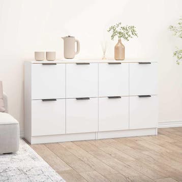 vidaXL Dressoirs 2 st 60x30x70 cm bewerkt hout wit, Huis en Inrichting, Verzenden, Nieuw, 50 tot 100 cm, 25 tot 50 cm