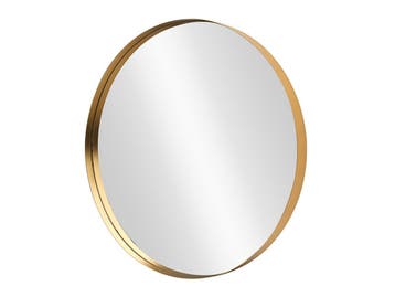 Wandspiegel PORTRAIT 60 cm rond aluminium goud - 48239, Huis en Inrichting, Ophalen of Verzenden, Nieuw