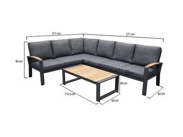 Costa Rica hoek loungeset 5 delig aluminium antraciet, Ophalen of Verzenden, Nieuw, Aluminium