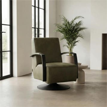 Leren draaifauteuil Mood - Granada Moss (olijf/groen) -, Nieuw, Ophalen of Verzenden, 50 tot 75 cm, Industrieel, Modern