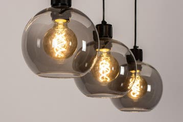 Rietveld Hanglampen - Zwart, Grijs - Glas, Metaal, Huis en Inrichting, Lampen | Hanglampen, Verzenden, Nieuw