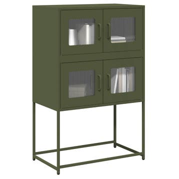 vidaXL buffetkast 68x39x107 cm staal olijfgroen, Verzenden, Nieuw, Metaal