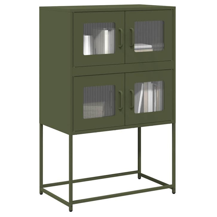 vidaXL buffetkast 68x39x107 cm staal olijfgroen, Huis en Inrichting, Kasten | Buffetkasten, Nieuw, Metaal, Verzenden