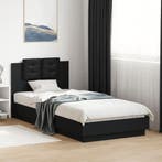 vidaXL Bedframe met hoofdbord bewerkt hout zwart 100x200 cm, 100 cm, Eenpersoons, Verzenden, Zwart