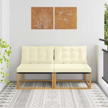vidaXL Buiten Midden Sofa Massief Acaciahout Wit, Verzenden, Nieuw