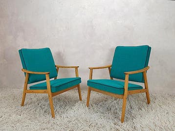 Vintage relax Fauteuils uit 1920-1970 neerzetten en genieten, Hout, Gebruikt, Minder dan 75 cm, Artdeco mid century sixties seventies bauhaus space age