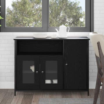 vidaXL Dressoir Zwart Eiken 100 x 35 x 75 cm, Huis en Inrichting, Kasten | Dressoirs, Verzenden, Nieuw, Overige houtsoorten, Minder dan 50 cm