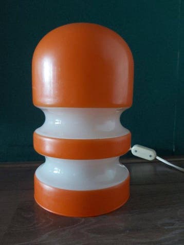 Lamp - opaline glas oranje wit - Paddenstoel lamp Space Ag, Antiek en Kunst