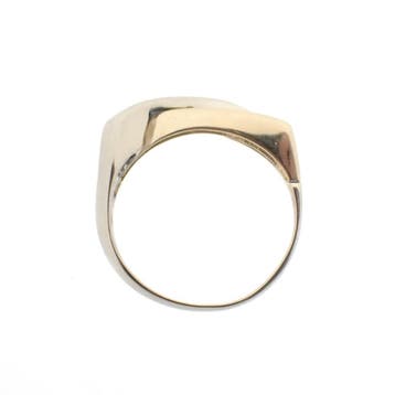 Bicolor gouden abstracte ring, 18 tot 19, Gebruikt, Ophalen of Verzenden, Dame of Heer