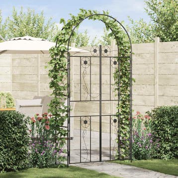 vidaXL Tuin Boog Zwart 115 x 37 x 226 cm Staal, Verzenden, Nieuw