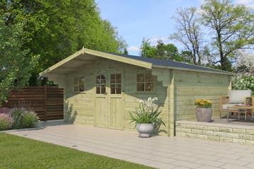 Woodlands Blokhut Winnipeg XL Groen Geïmpregneerd 505 x 385, Nieuw