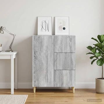vidaXL Dressoir met lade Grijs sonoma 66 x 34,5 x 90 cm, Verzenden, Nieuw, Overige houtsoorten, Minder dan 50 cm
