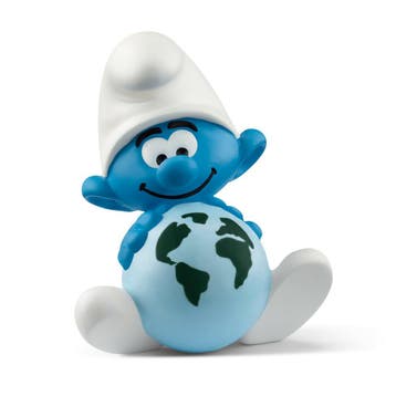 De Smurfen PVC Beeldje Smurf met Wereldbol 6 cm, Ophalen of Verzenden, Nieuw