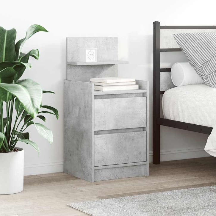 vidaXL Nachtkastjes met 2 lades 2 st 38x34x80 cm betongrijs, Huis en Inrichting, Slaapkamer | Nachtkastjes, Nieuw, Hout, Verzenden