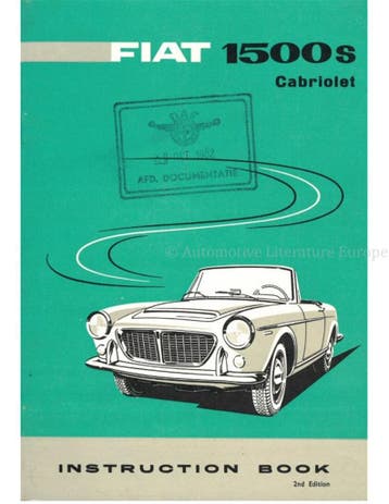 1961 FIAT 1500 S CABRIOLET INSTRUCTIEBOEKJE ENGELS