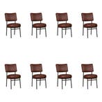 Set van 8 Leren eetkamerstoelen Rondo - Granada Cognac, Ophalen of Verzenden, Nieuw, Leer, Vijf, Zes of meer stoelen