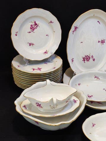 Meissen - Eetservies voor 12 (33) - Purpur Streublumen met