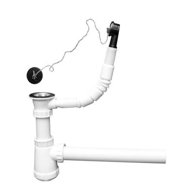 Afvoerplug met overloop, stop, ketting en bekersifon, Verzenden