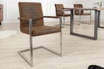 industrieele sledestoel LOFT vintage bruin met armleuning, Ophalen of Verzenden, Nieuw