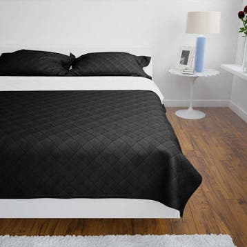 vidaXL Bedsprei gewatteerd dubbelzijdig 230x260 cm zwart/wit, Huis en Inrichting, Verzenden, Nieuw, Zwart
