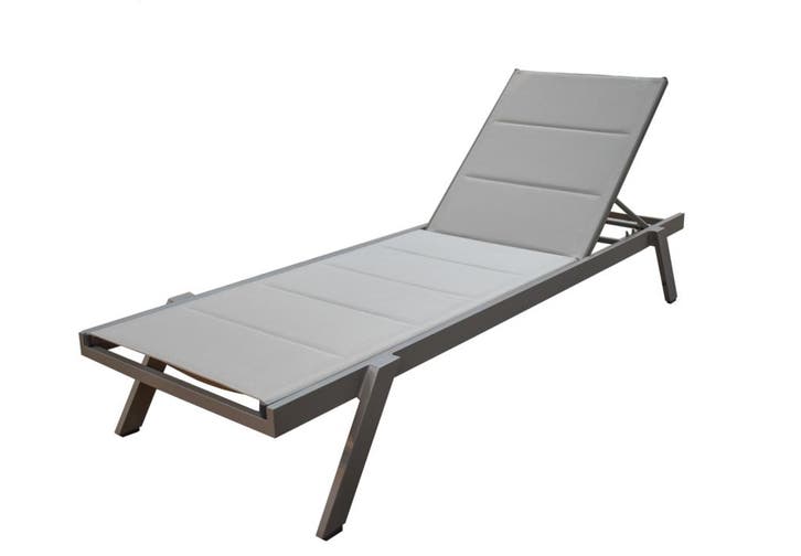 Aluminium Ligbed Banka Taupe - Verstelbaar én Stapelbaar, Tuin en Terras, Ligbedden, Ophalen of Verzenden