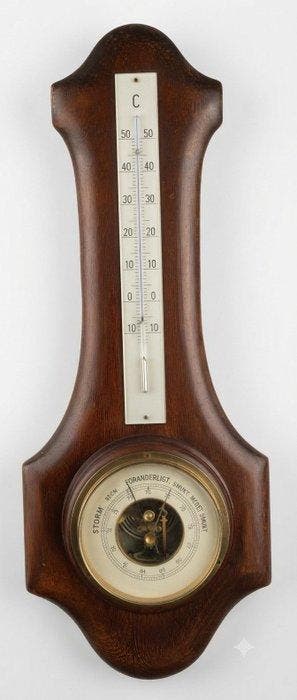 Genia Aneroid barometer - Messing, Hout, Glas - Vintage