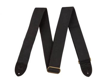 Fender Katoen/Leren gitaarband met Fender logo zwart, Verzenden, Nieuw