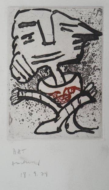 Pierre Alechinsky (1927) - Homme surréaliste