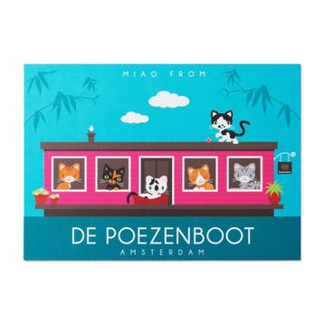 Orange Panda A6 postcard Amsterdam the Cat boat, Ophalen of Verzenden, Gelopen