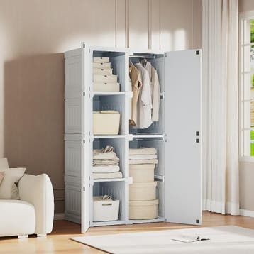 Draagbare Opvouwbare Garderobekast Organizer - Wit ABS Plast, Verzenden, Nieuw