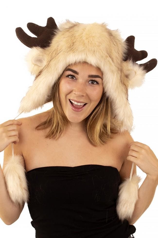 Eland Muts Touwtjes Gewei Bontmuts Oortjes Bont Kerst Bruin, Kleding | Dames, Mutsen, Sjaals en Handschoenen, Nieuw, Ophalen of Verzenden