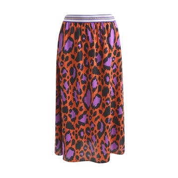 Milano Italy • midi rok luipaard • 36, Kleding | Dames, Verzenden, Maat 36 (S), Rood, Milano Italy