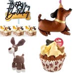 Teckel party decoratie set Happy Birthday 26-delig, Verzenden, Nieuw, Versiering, Verjaardag